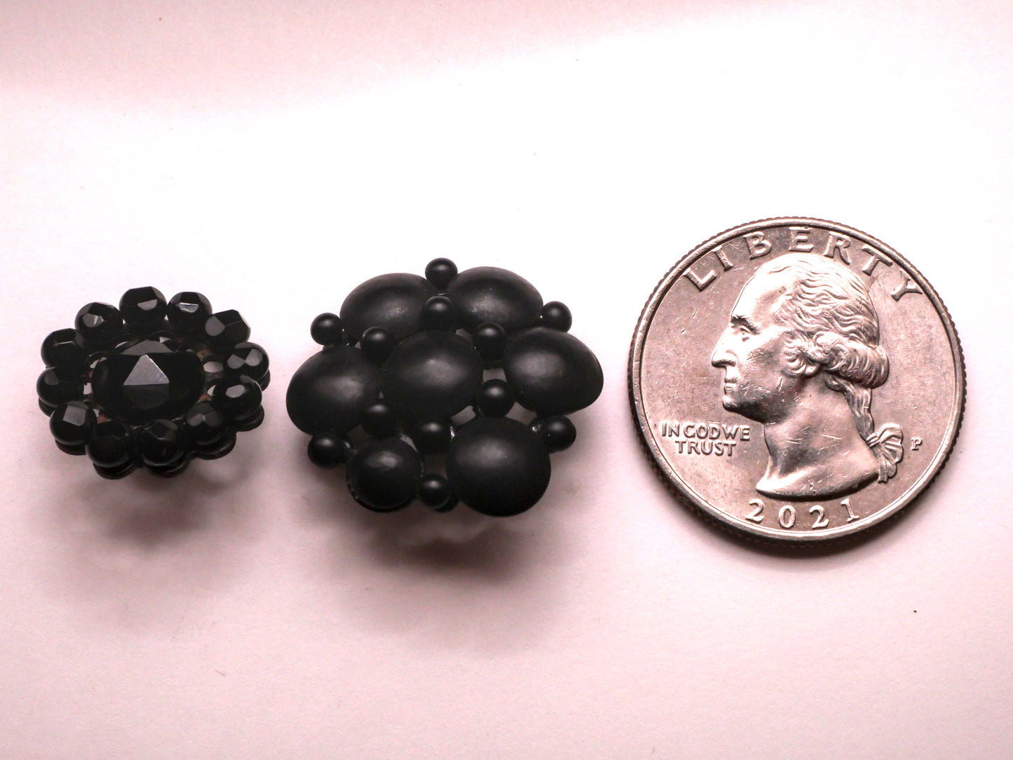 Cluster Black Glass or Metal Button Various 17-21mm