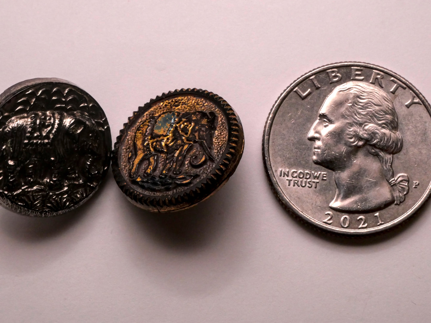 Elephant Antique Metallic Luster Black Glass Button Various 18mm