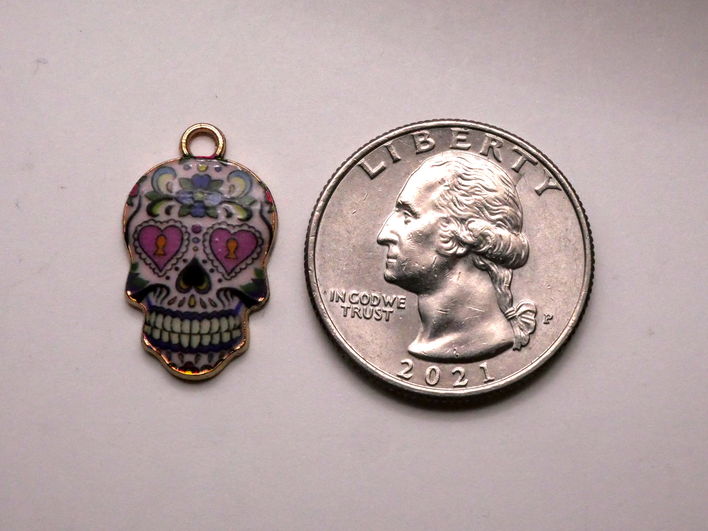 Sugar Skull Day of the Dead Set of Eight Charms Embellishments 13x22mm