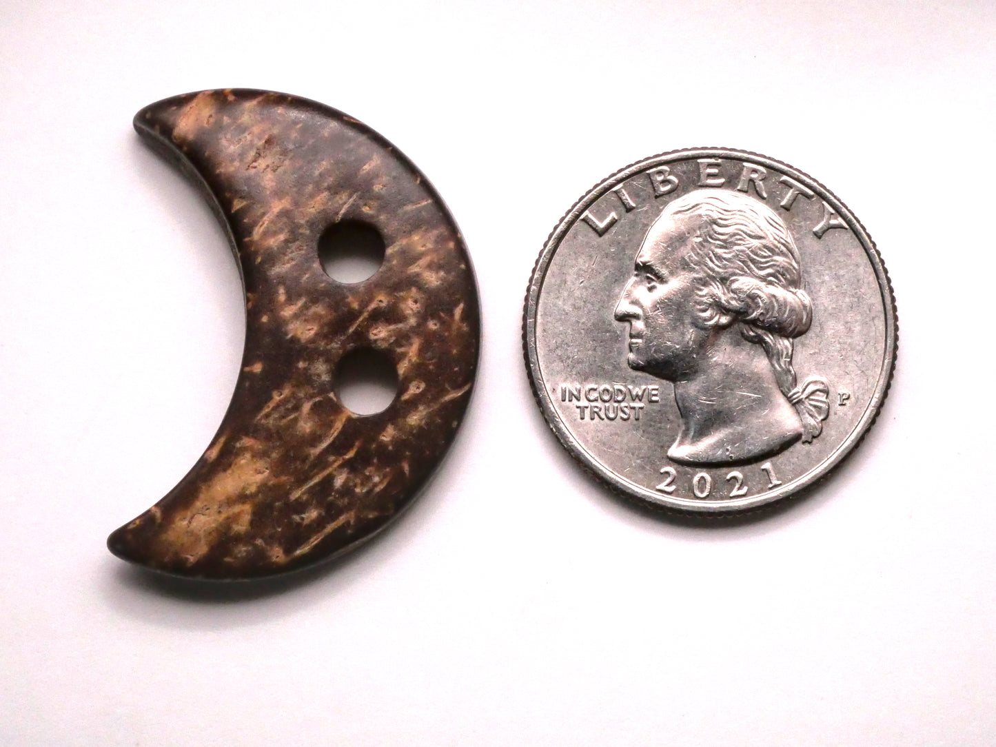 Crescent Moon Coconut Shell Sew-Thru Large Button 25x33mm