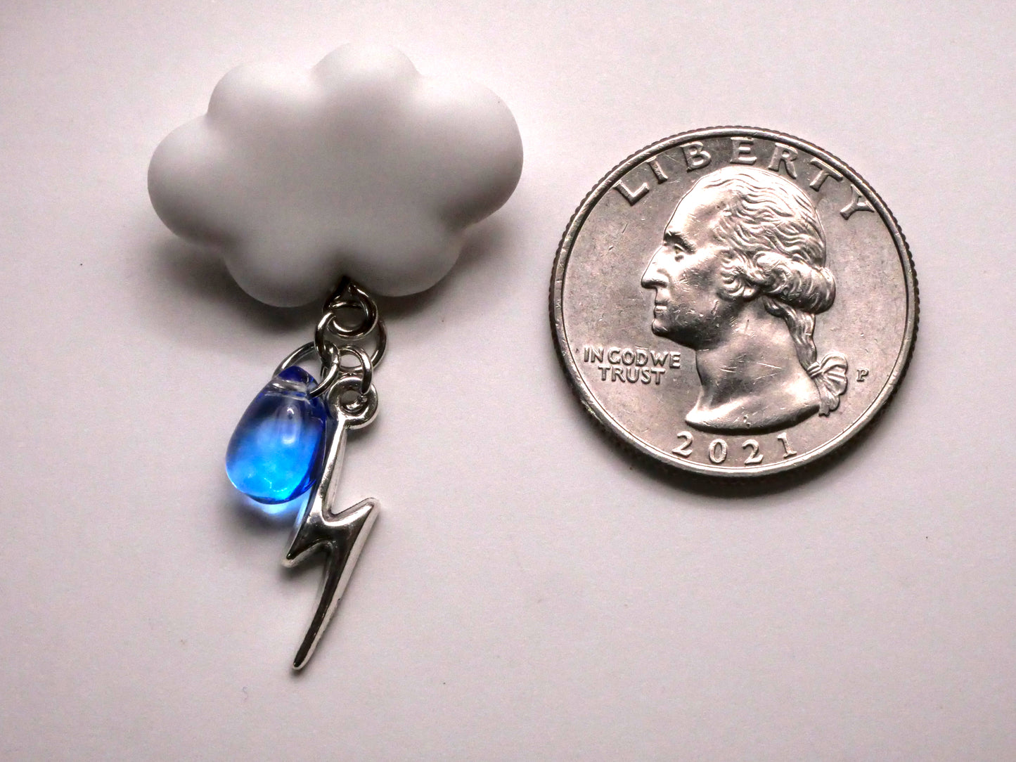 Storm Cloud Lightening Rain Drop Moveable Large Button 25x41mm