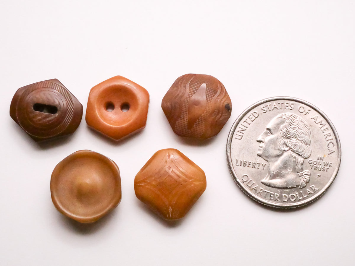 Polygon Vegetable Ivory Tagua Nut Vintage Button Various 13-16mm