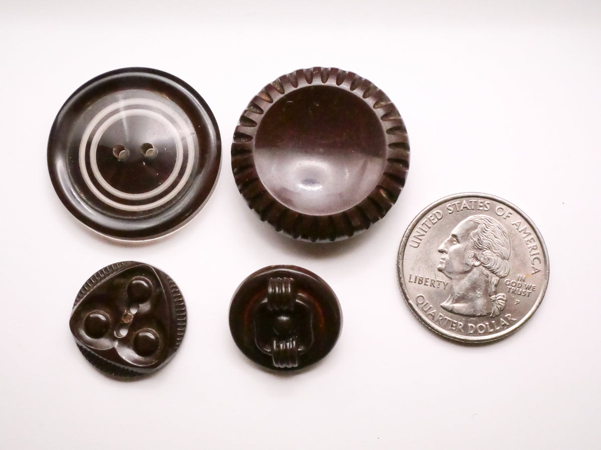 Chocolate Brown Industrial Look Vintage Plastic Button Various 18-29mm