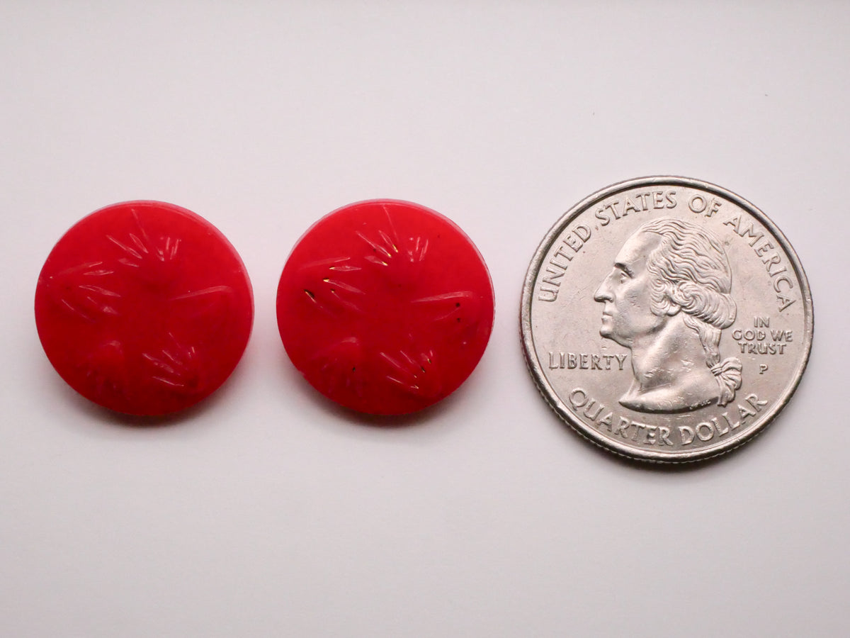 Flash Bang Design Vintage Red Glass Button Various 18mm
