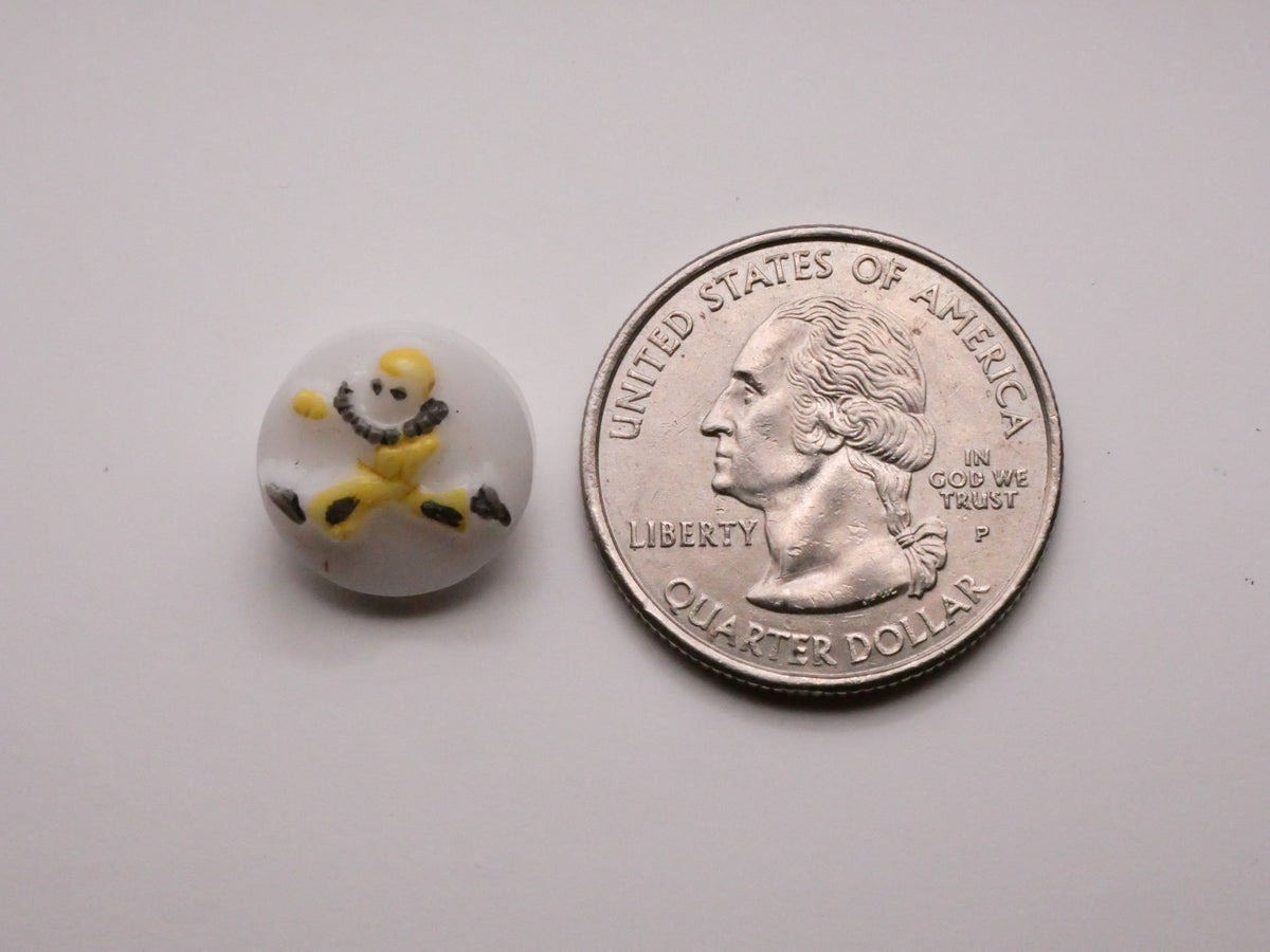 Clown Circus Hand-Painted White Glass Vintage Button Various 14mm