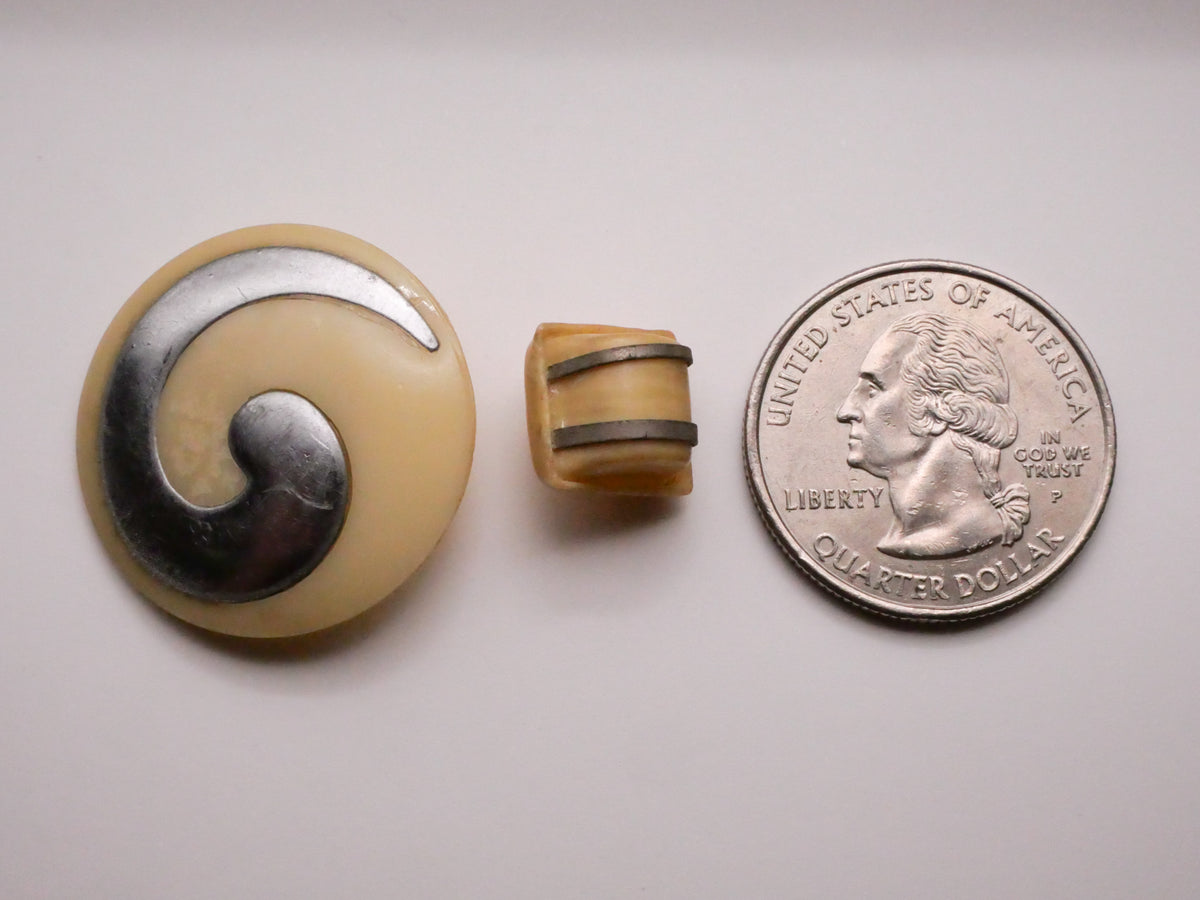 Cream Silver Metal Celluloid Early Plastic Button Various 11-27mm