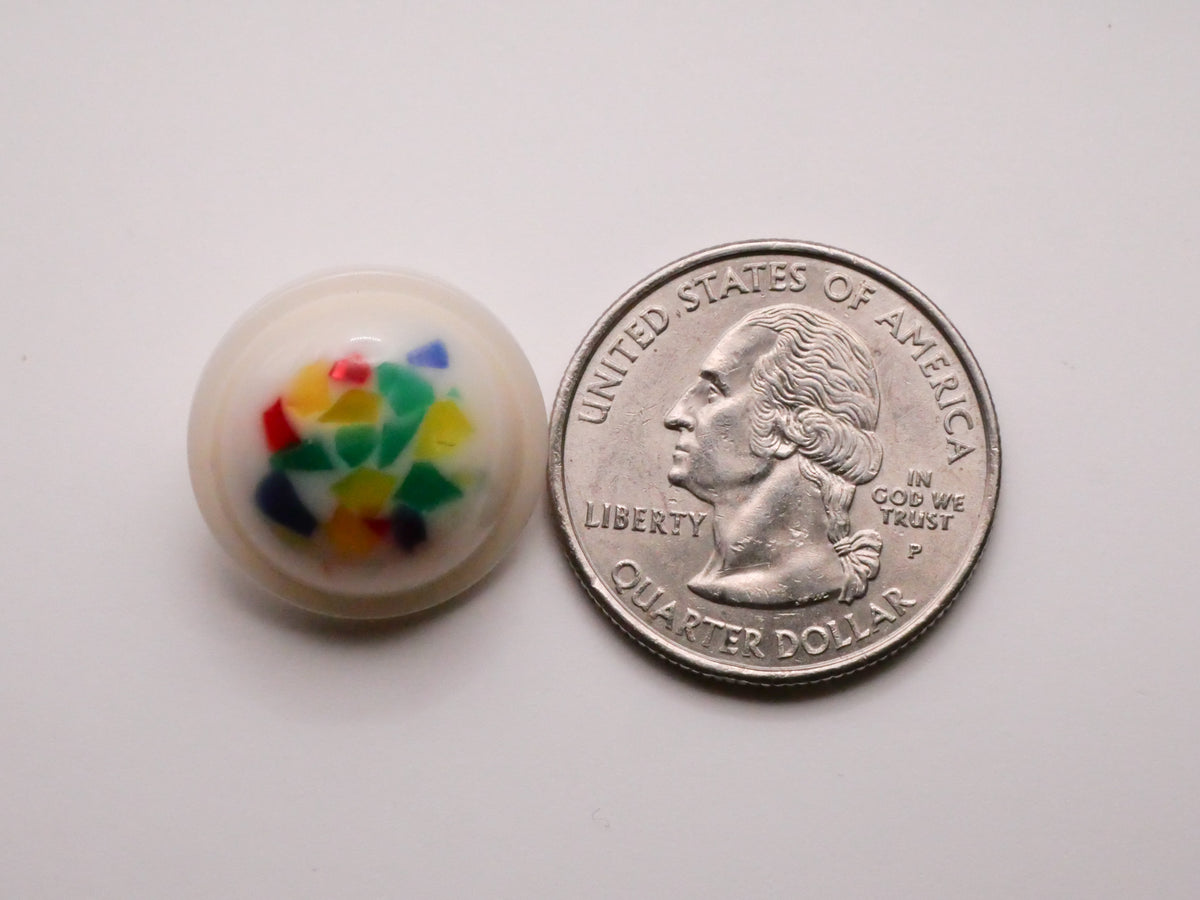 Confetti Terrazzo White Vintage Plastic Button Various 19mm