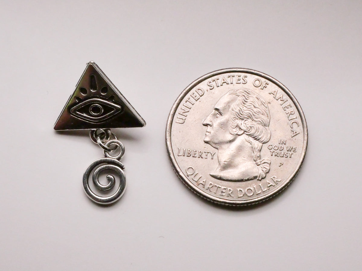 All Seeing Eye Pyramid Freemason Moveable Silver Metal Button 16x26mm