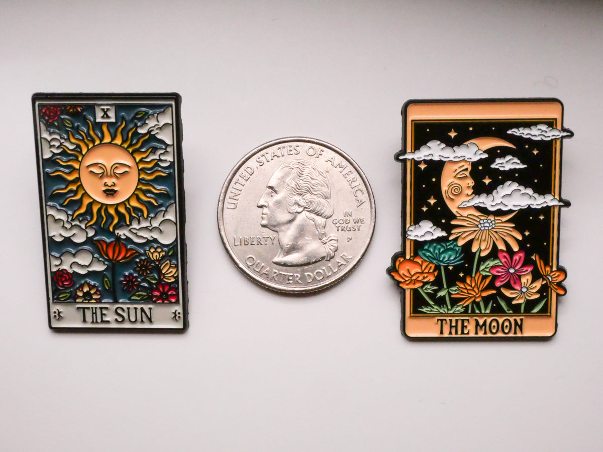 The Sun The Moon Tarot Card Large Enamel Metal Button Various 21-36mm