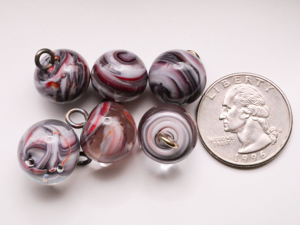 Purple Swirl Marble Look Kathy Hoppe Round Glass Button Various 14-16mm