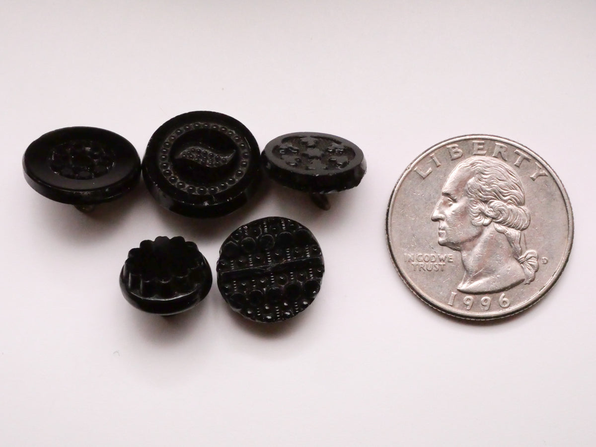 Mirror Finish Antique Black Glass Button Various 12-16mm