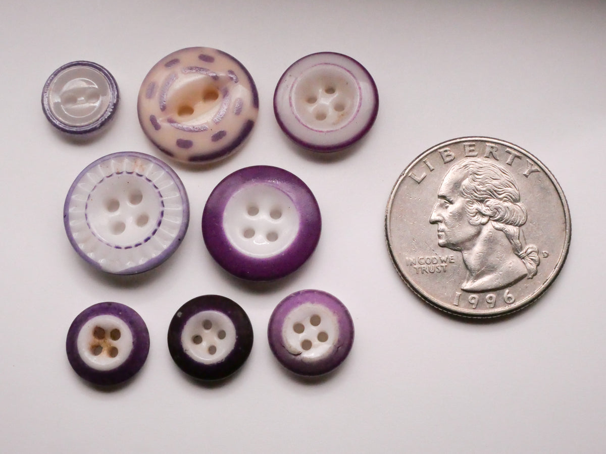 Purple Antique China Button Various 11-16mm