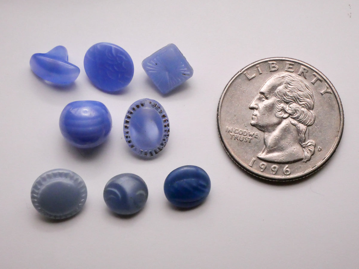 Moonglow or Dig Dug Light Blue Vintage Glass Button Various 6-11mm