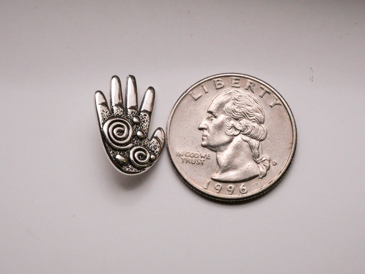 Hand Swirls Pattern Silver Colored Metal Button 15x19mm