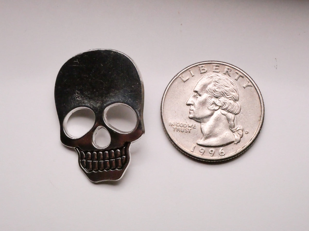 Skull Skeleton Face Silver Colored Metal Button 22x31mm
