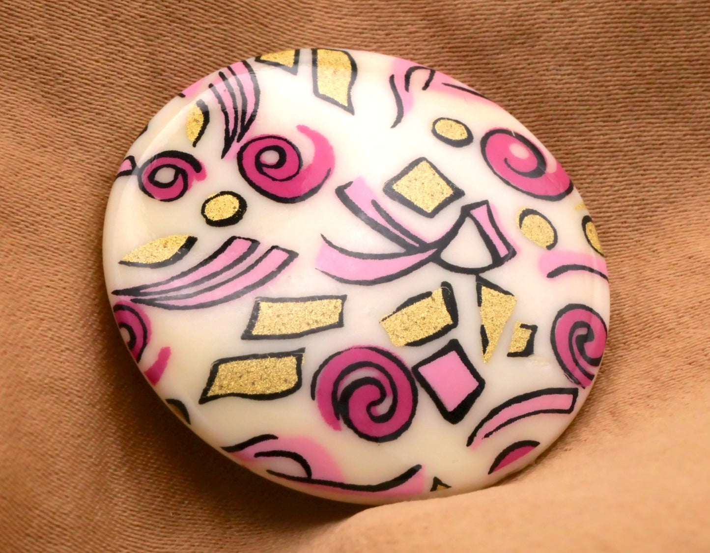 Confetti Party Pink Teal Vintage Plastic Button 25-30mm