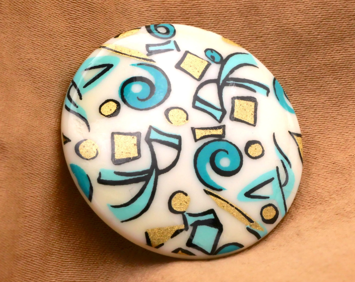 Confetti Party Pink Teal Vintage Plastic Button 25-30mm