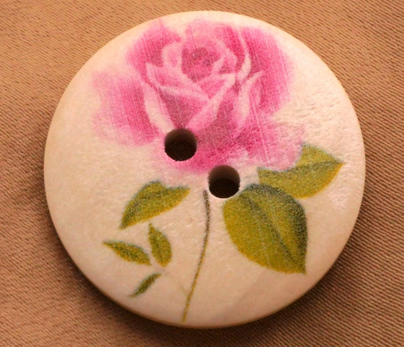 Pink Rose Wood Buttons Set of Two 25mm