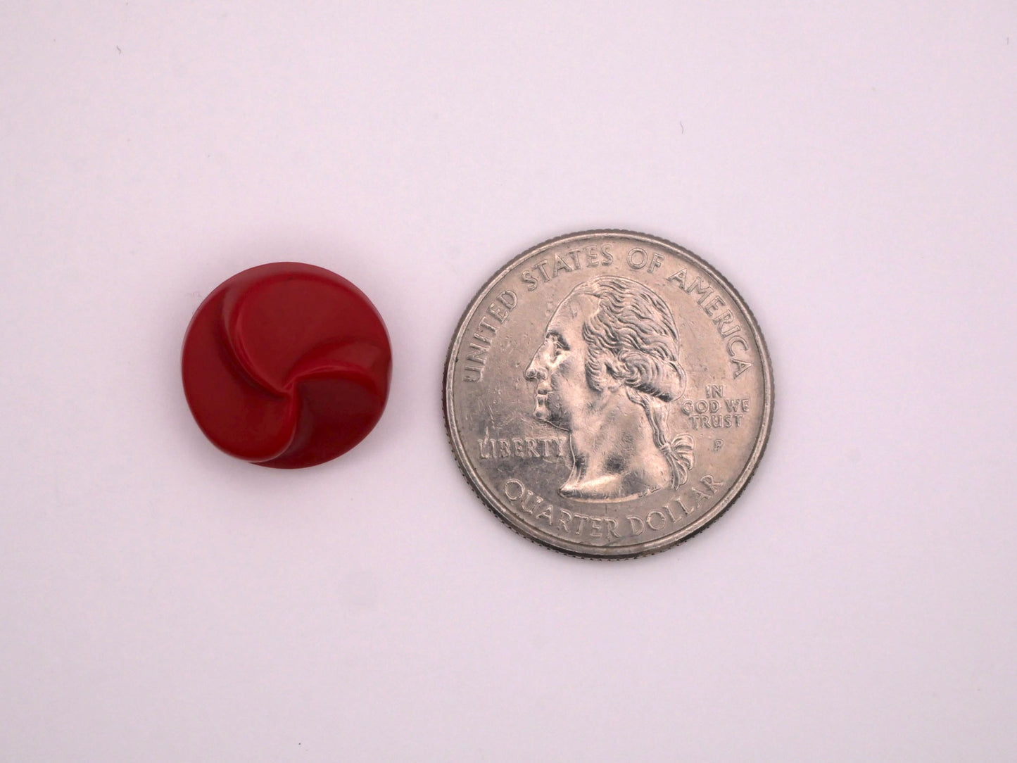 Red Raised Swirl Vintage Plastic Set of Three Buttons 15mm
