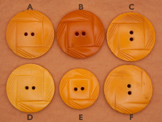 Bakelite Butterscotch Deco Sew-Thru Early Plastic Button Various 22-27mm