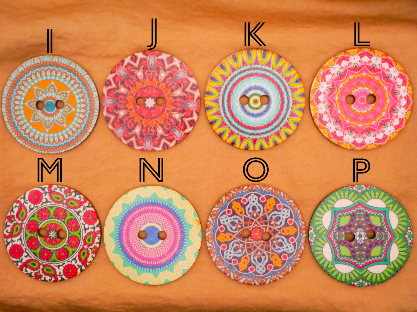 Tribal Mandala Colorful Extra-Large Wood Button Various 50mm
