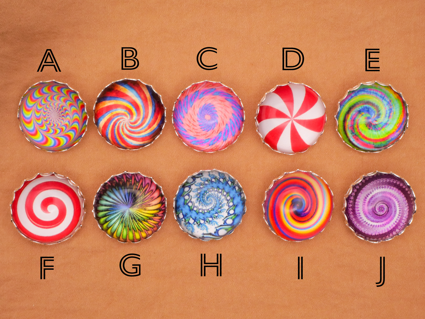 Circus Hypnotizing Glass Silver Metal Button Various 21mm