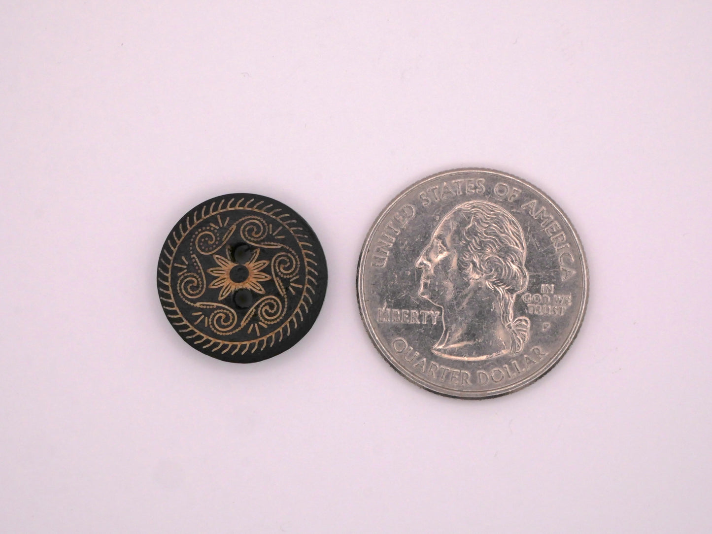 Wood Old World Swirl Star Design Set of Five Buttons 18mm