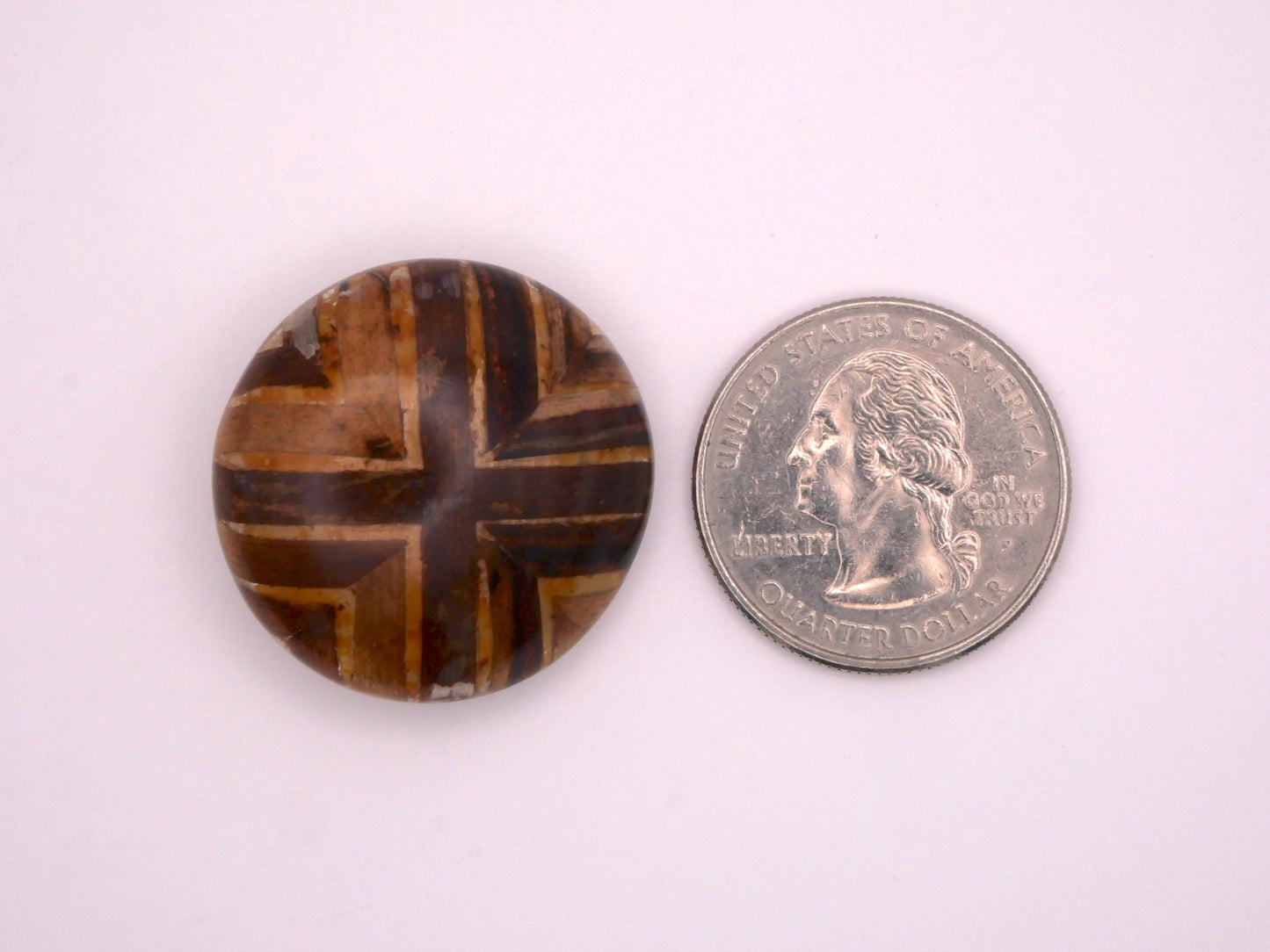 Wood Veneer Cross Design Parquet Look Under Resin Vintage Button 27mm