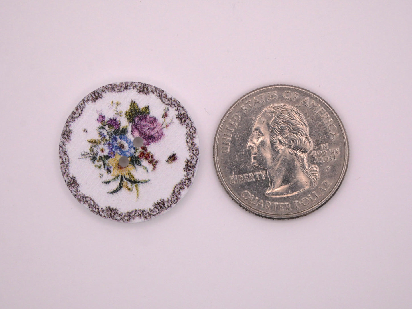 Flower Floral Spring Bouquet Set of Four White Wood Sew-Thru Buttons 25mm