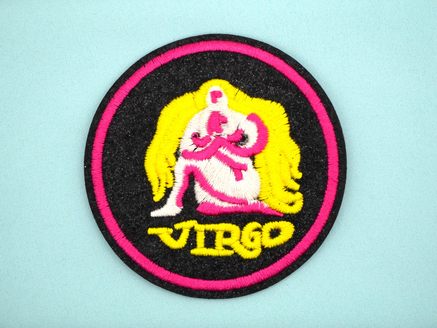 Zodiac Sign Patch Glitter Bright Colors Embroidery Patches 71mm