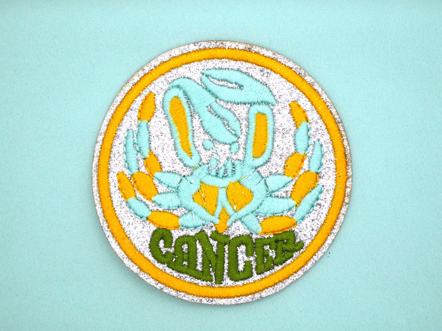 Zodiac Sign Patch Glitter Bright Colors Embroidery Patches 71mm