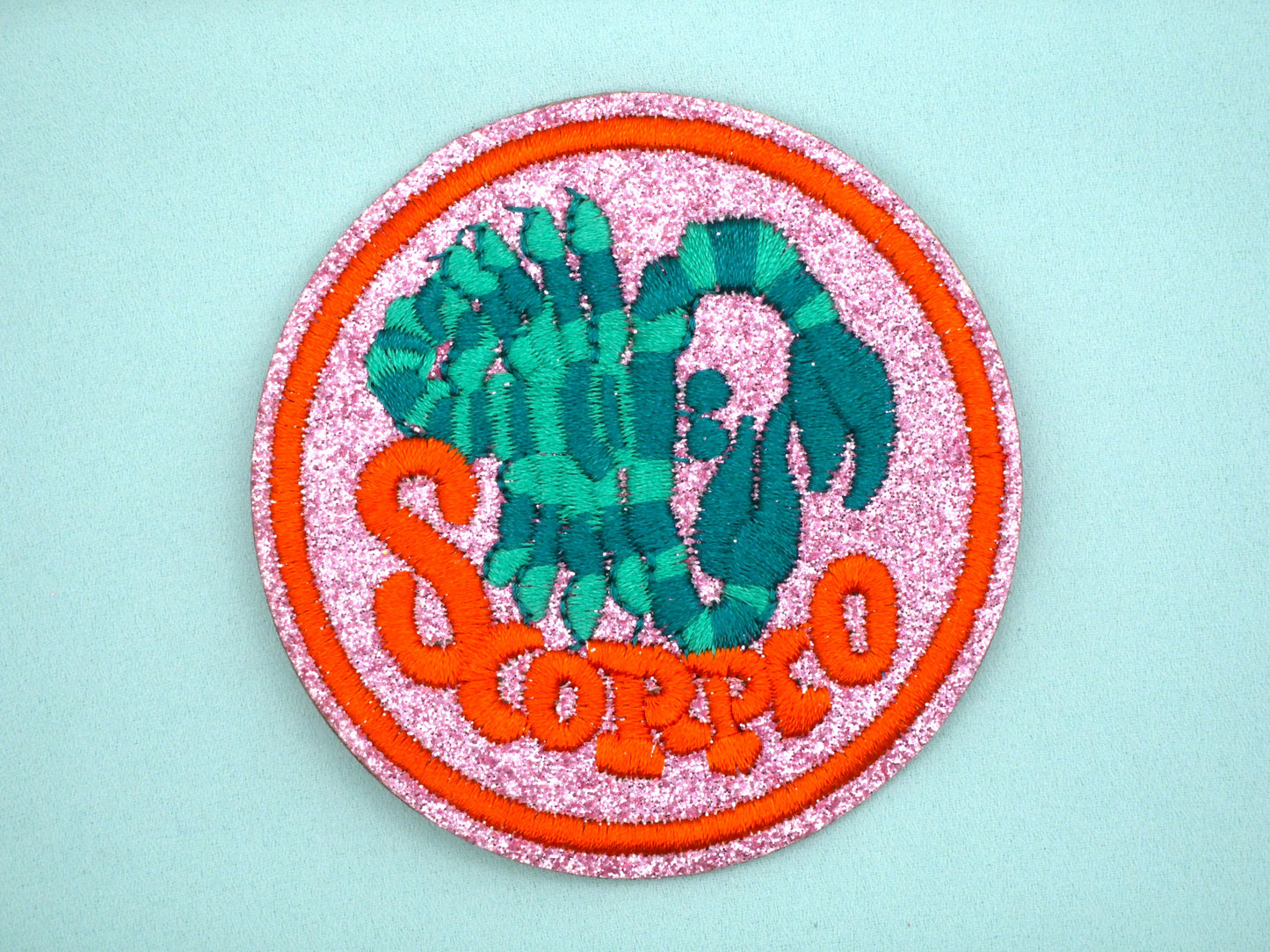 Zodiac Sign Patch Glitter Bright Colors Embroidery Patches 71mm