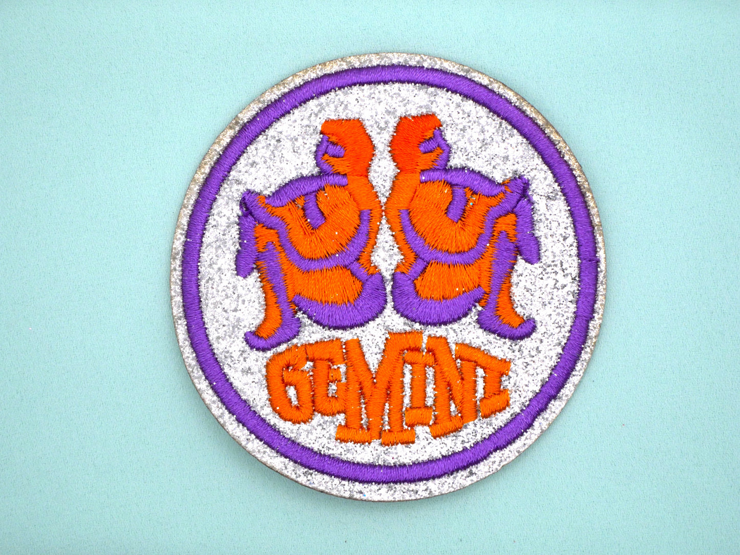 Zodiac Sign Patch Glitter Bright Colors Embroidery Patches 71mm