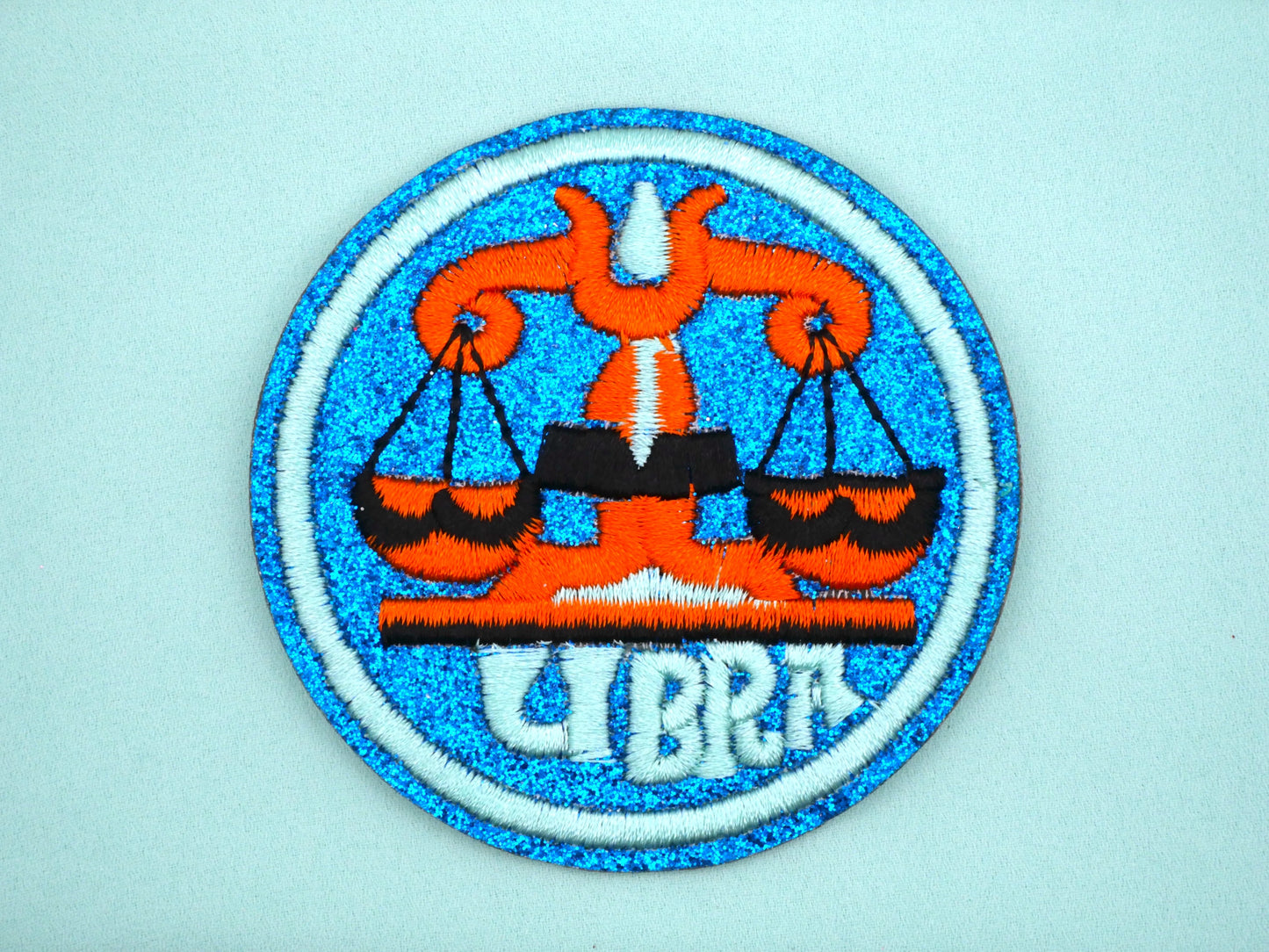Zodiac Sign Patch Glitter Bright Colors Embroidery Patches 71mm