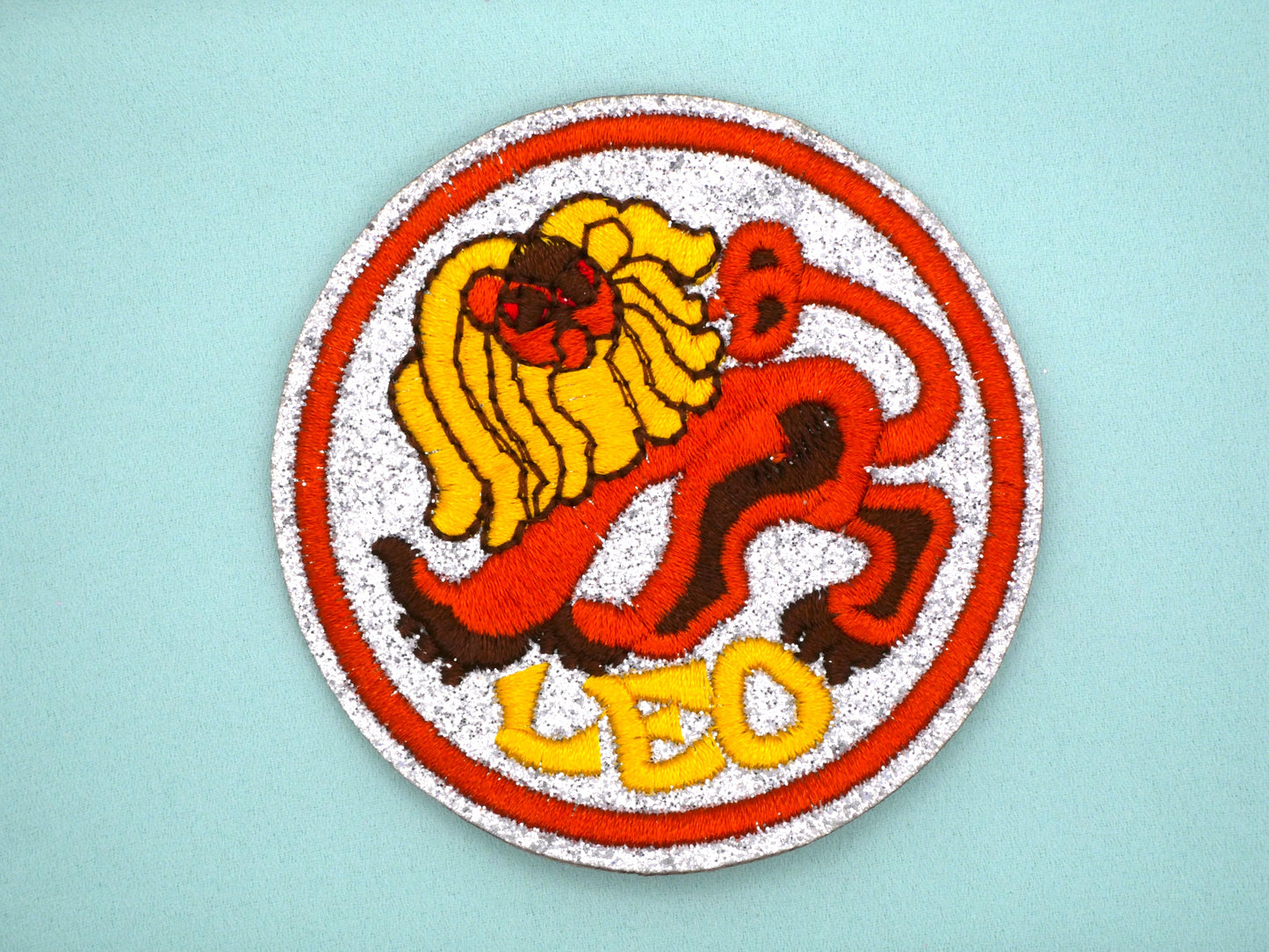 Zodiac Sign Patch Glitter Bright Colors Embroidery Patches 71mm