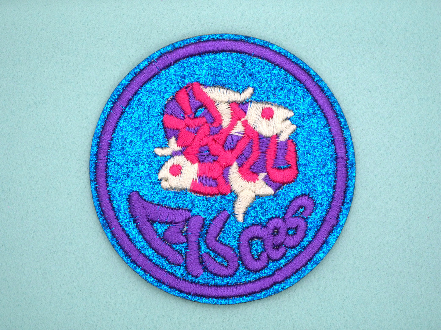 Zodiac Sign Patch Glitter Bright Colors Embroidery Patches 71mm