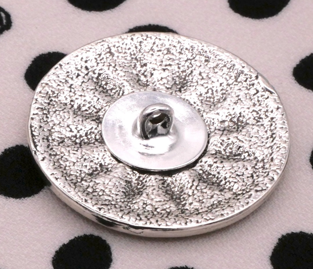 Zodiac Signs Sun Moon Silver Metal Button 25mm
