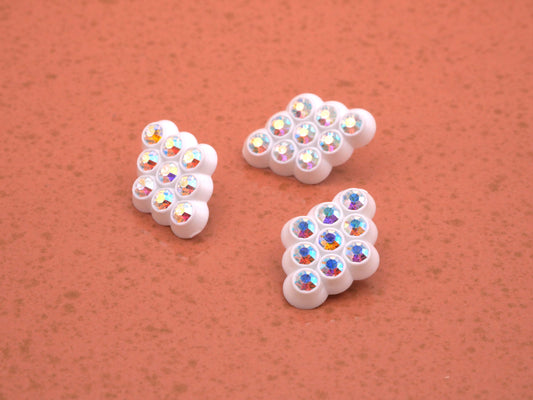 Aurora Borealis Rhinestone Plastic Diamond Shape Buttons 14x20mm