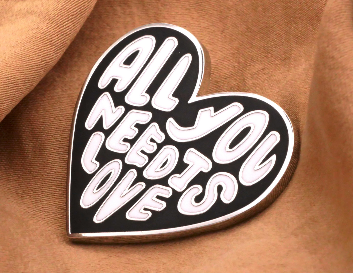All You Need Is Love Metal Enamel Heart Button 27x30mm