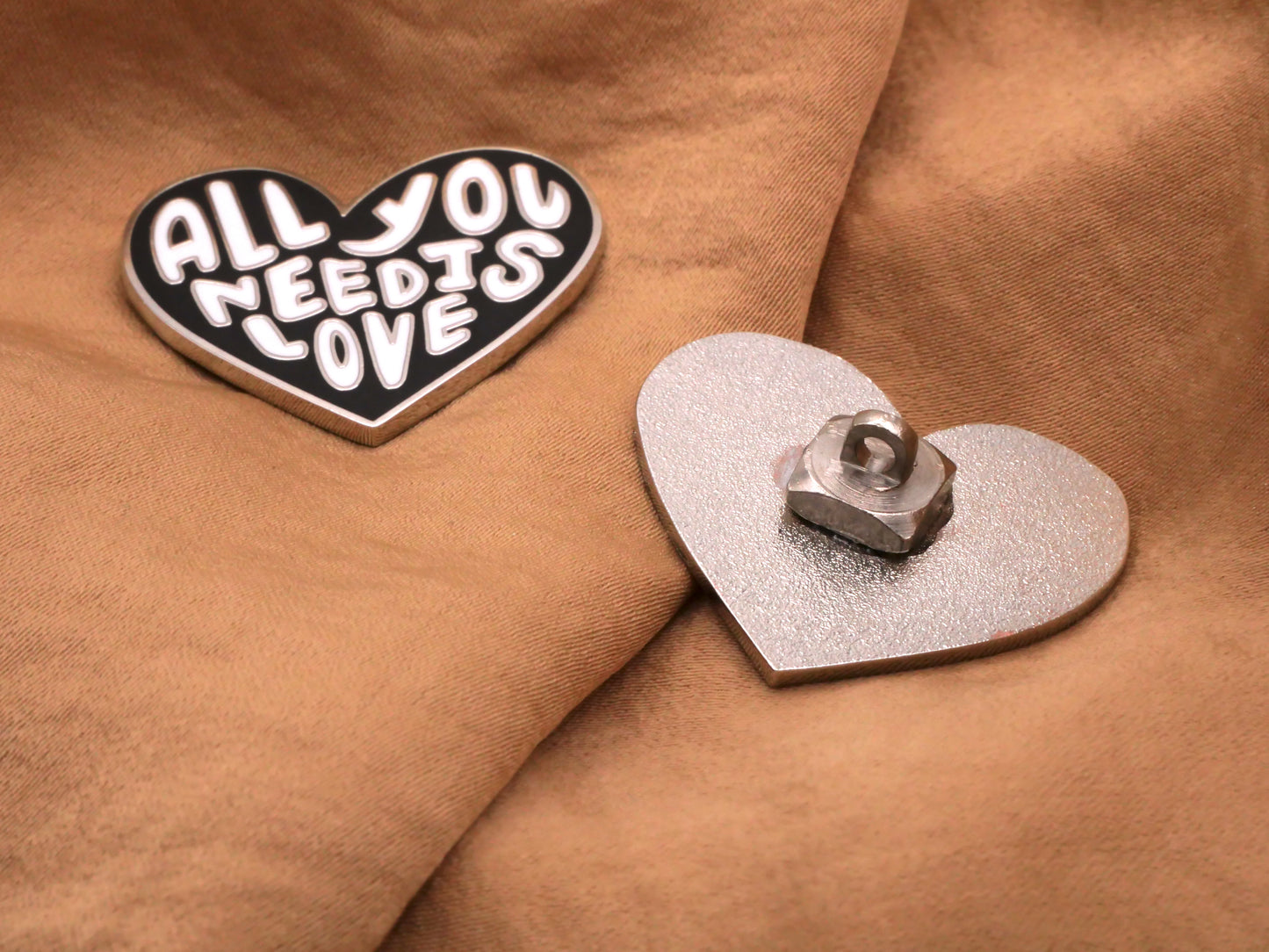 All You Need Is Love Metal Enamel Heart Button 27x30mm