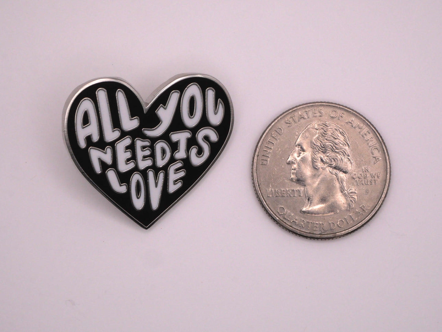 All You Need Is Love Metal Enamel Heart Button 27x30mm