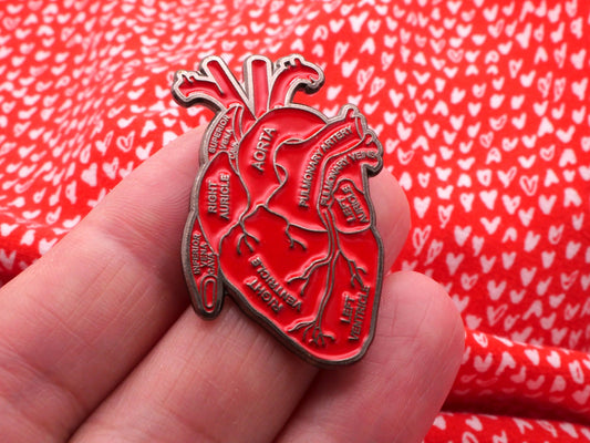 Anatomical Heart Enamel Button 28x41m