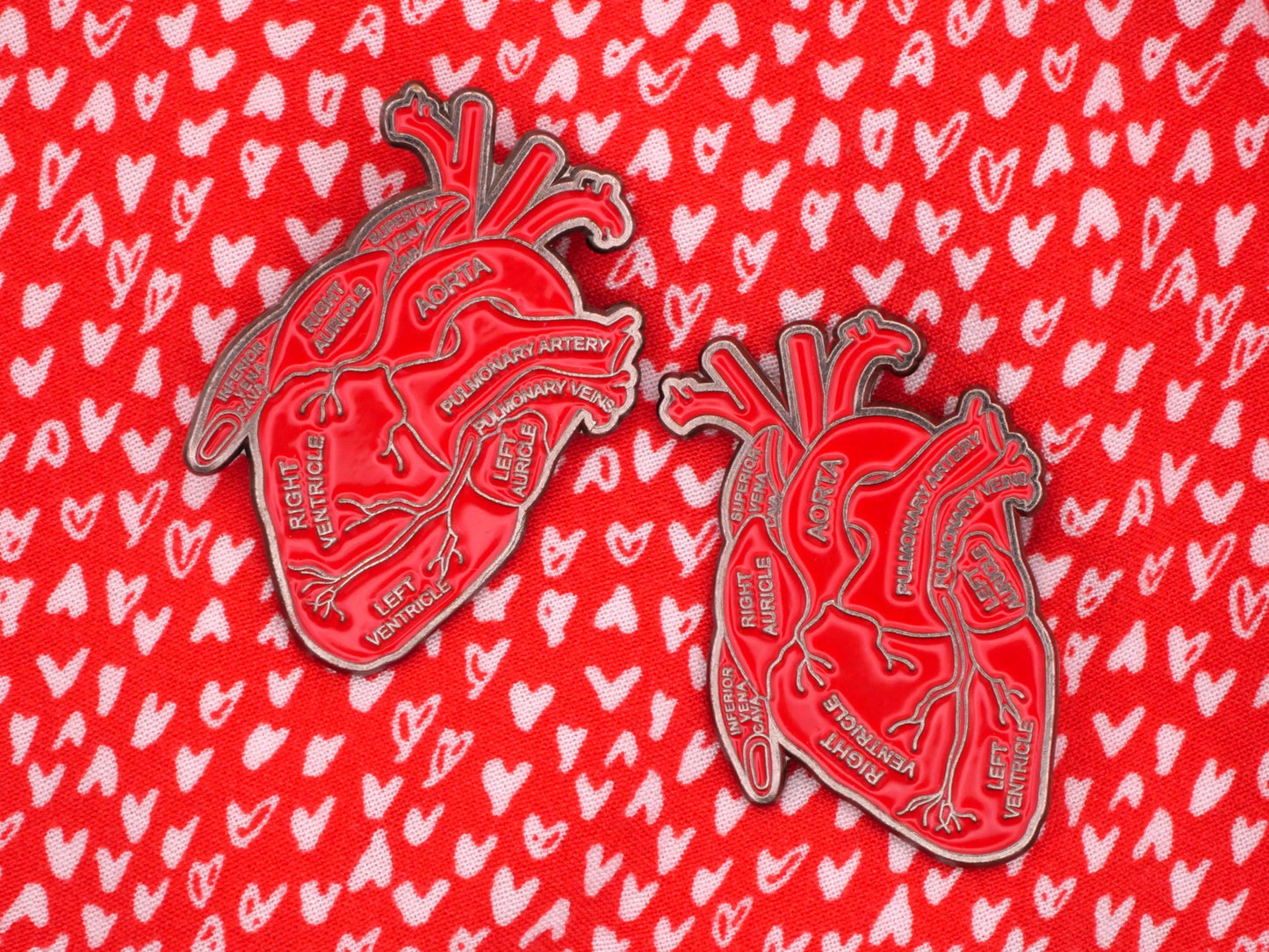 Anatomical Heart Enamel Button 28x41m