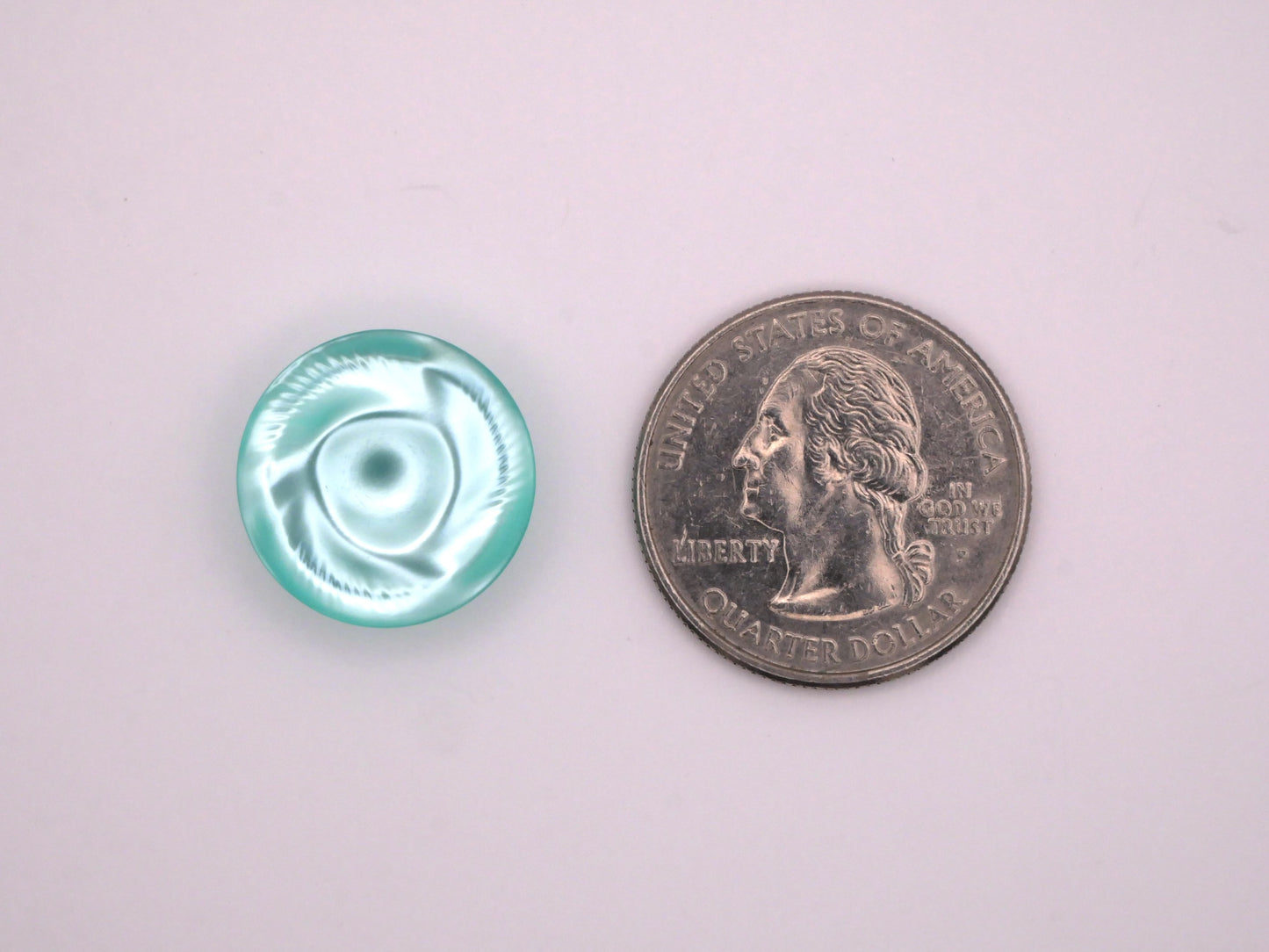 Aqua Pearlized Early Plastic Feathered Edge Japan Button 18mm