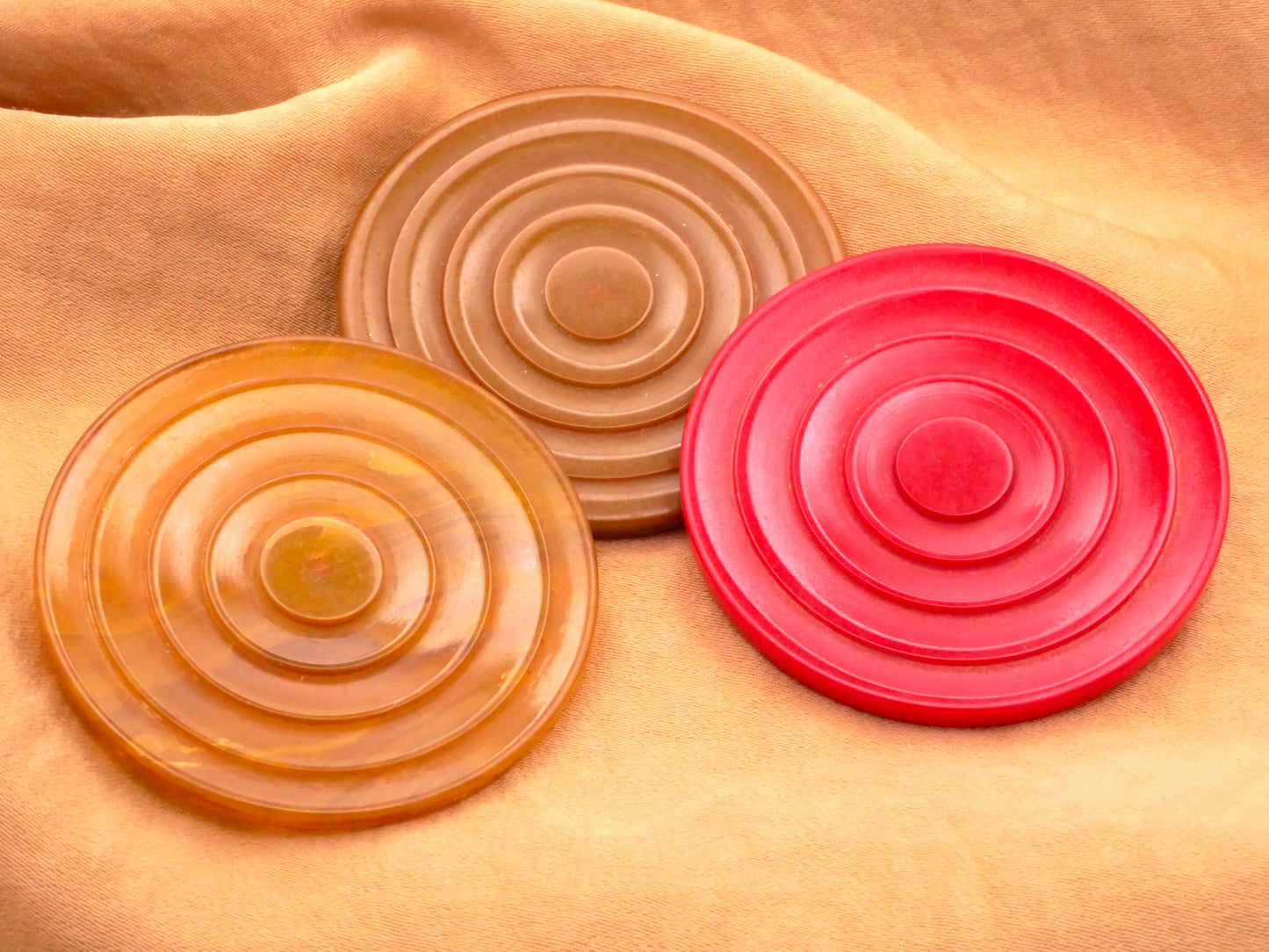 Bakelite Machined Concentric Circles Early Plastic Large Button 44mm