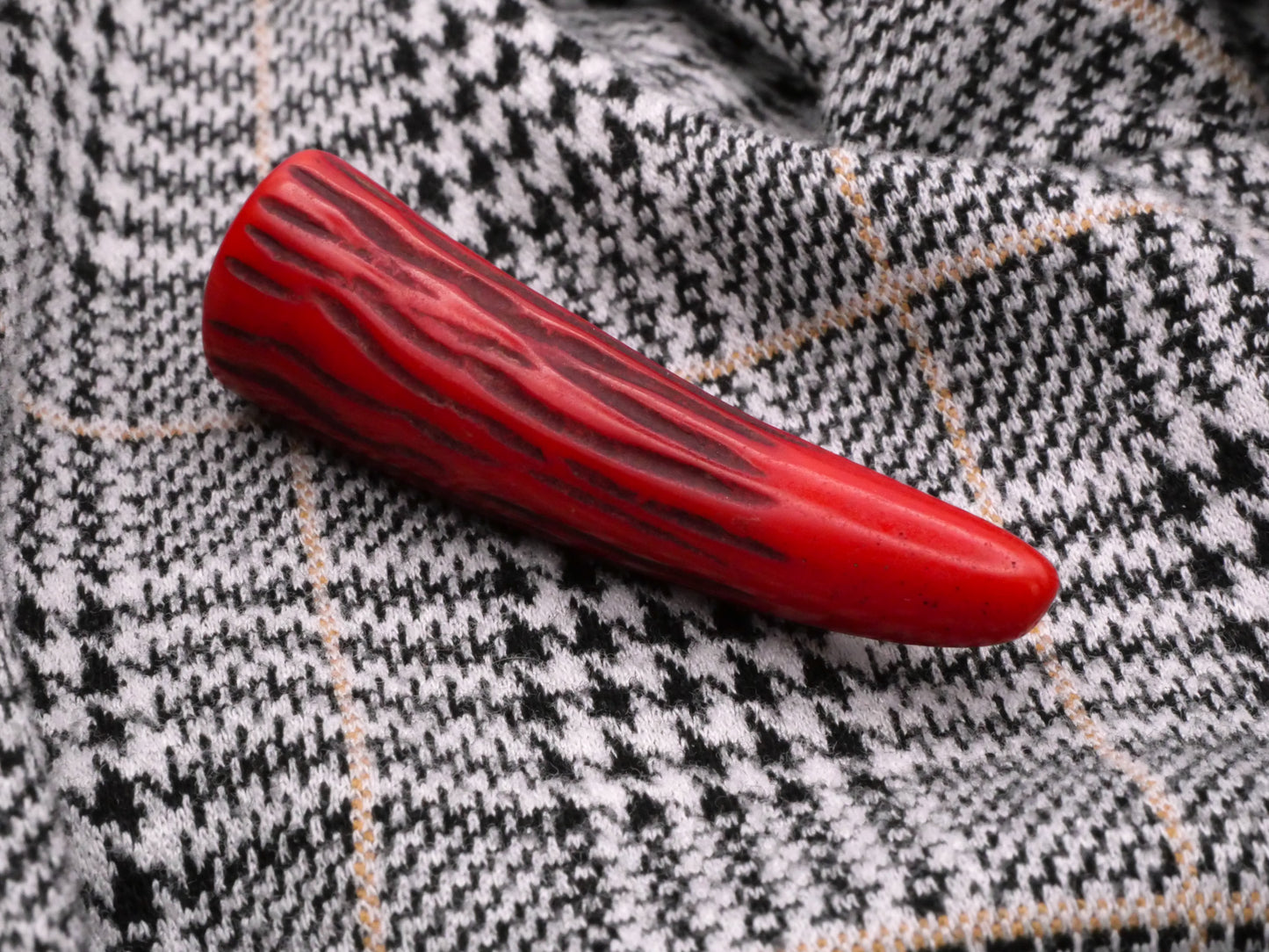 Bakelite Horn Toggle Red Textured Large Button 16x56mm