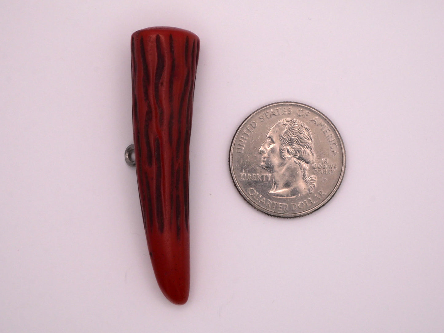 Bakelite Horn Toggle Red Textured Large Button 16x56mm