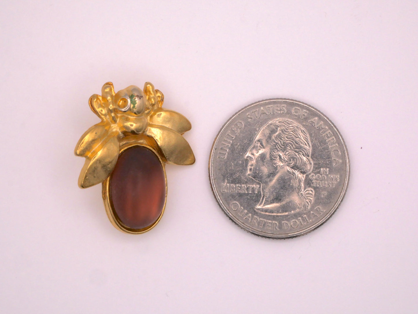 Bee Shiny Gold Matte Topaz Jewel Vintage Insect Button 23x26mm