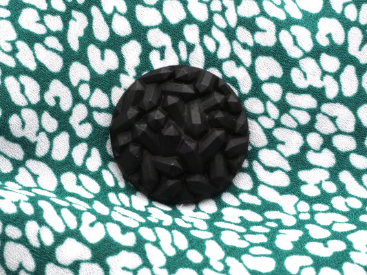 Crystal Geode Textured Matte Black Glass Button 26mm