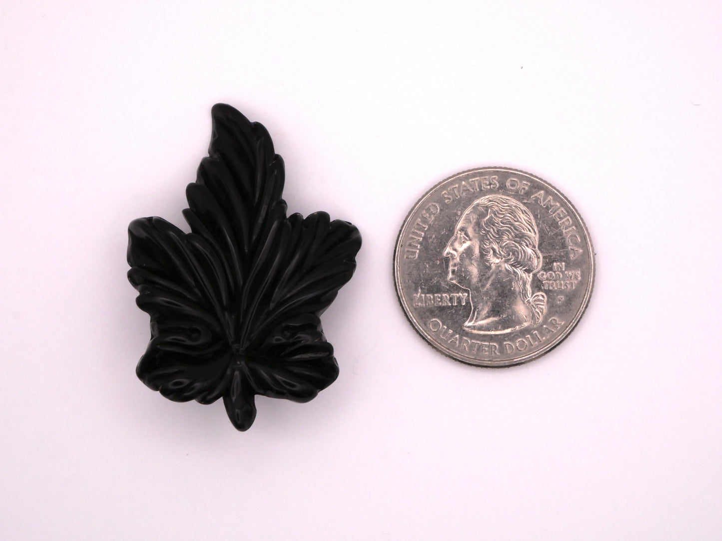 Black Leaf Vintage Plastic Large Button 28x49mm